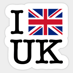 I Union Jack United Kingdom (Black Lettering) Sticker